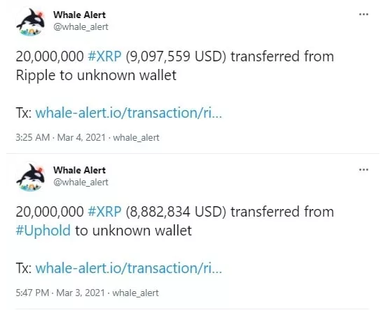 Ripple transferred XRP 